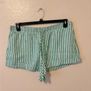 Universal Thread Green and White Striped Drawstring Athletic Shorts